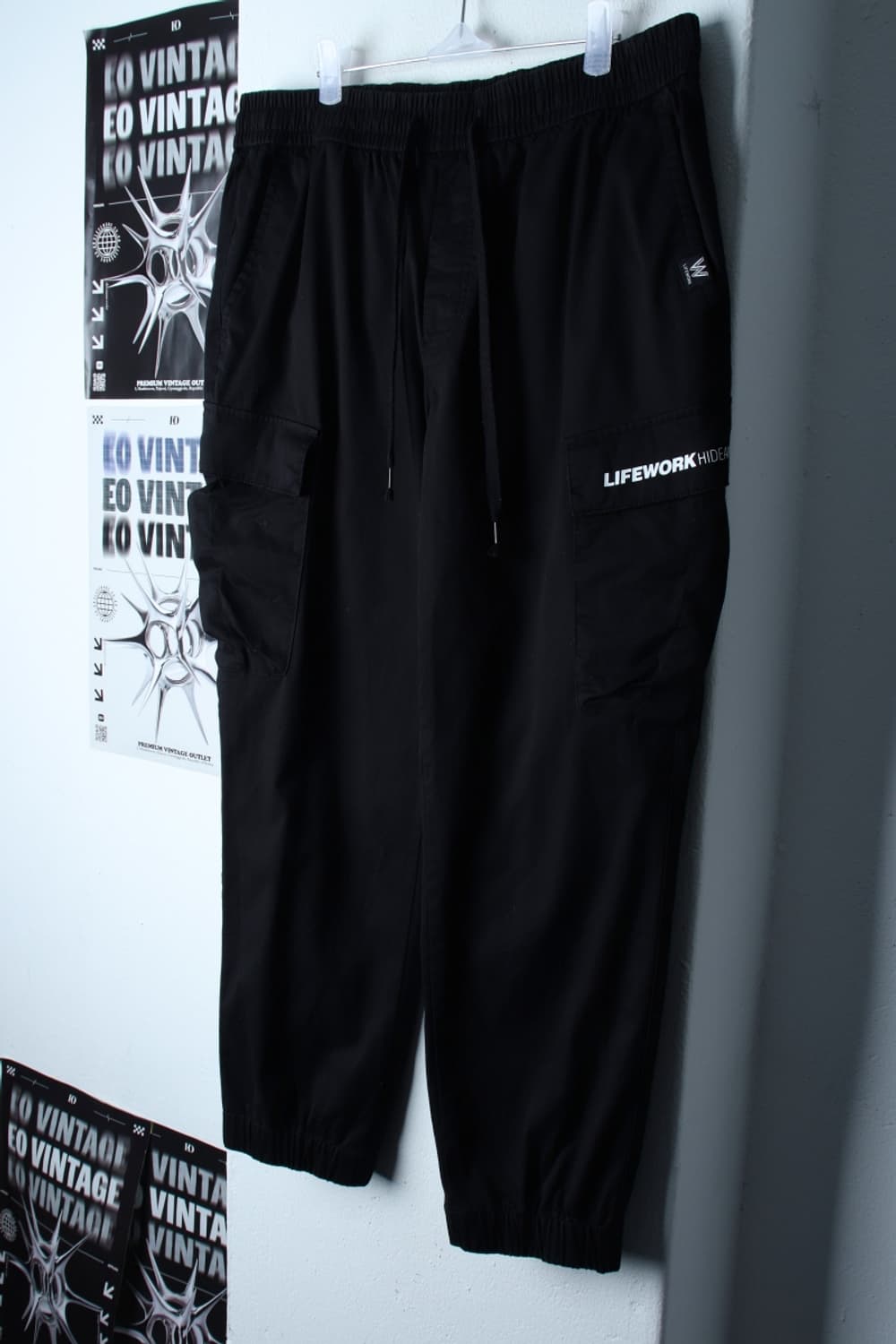 (L-XL) 라이프워크 트레이닝복 바지 카고 조거 블랙 스트릿-P9752 상품이미지1