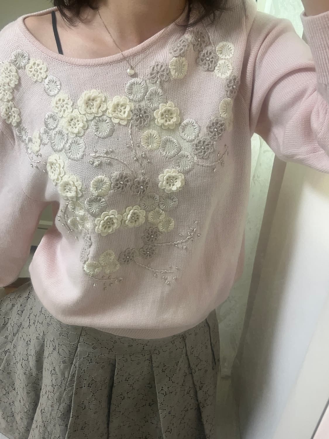 Milk pink garden sweater (vintage) 상품이미지5