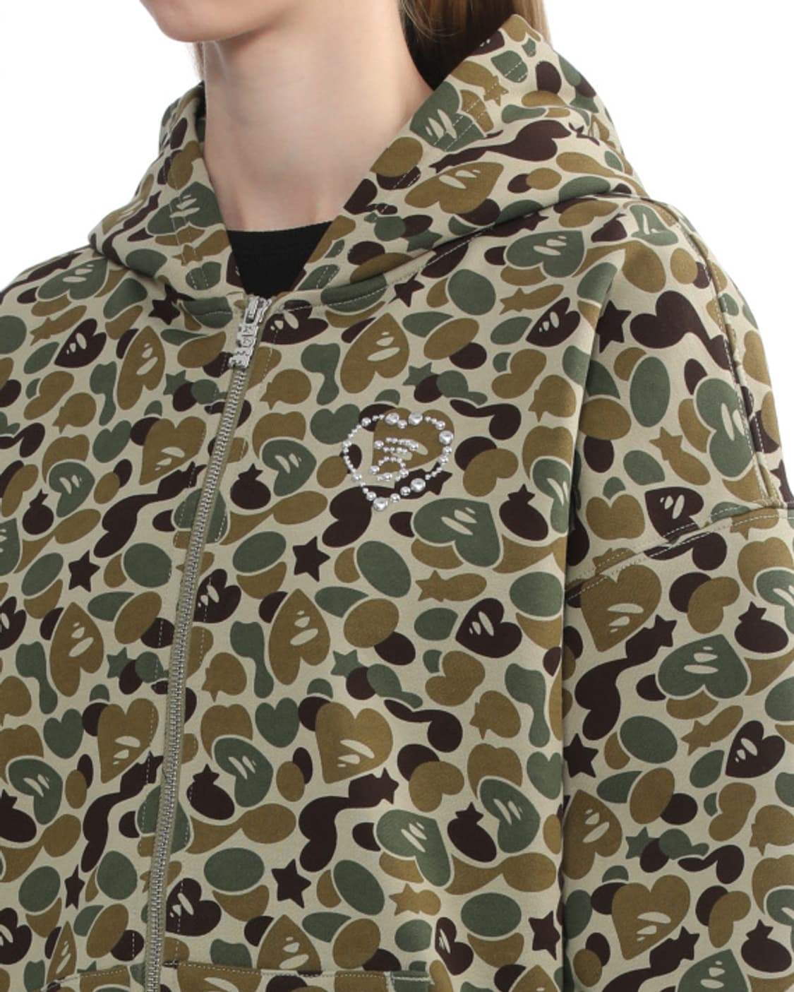 베이프 에이피 여성 하트 문페이스 오버사이즈 후드집업 상품이미지4