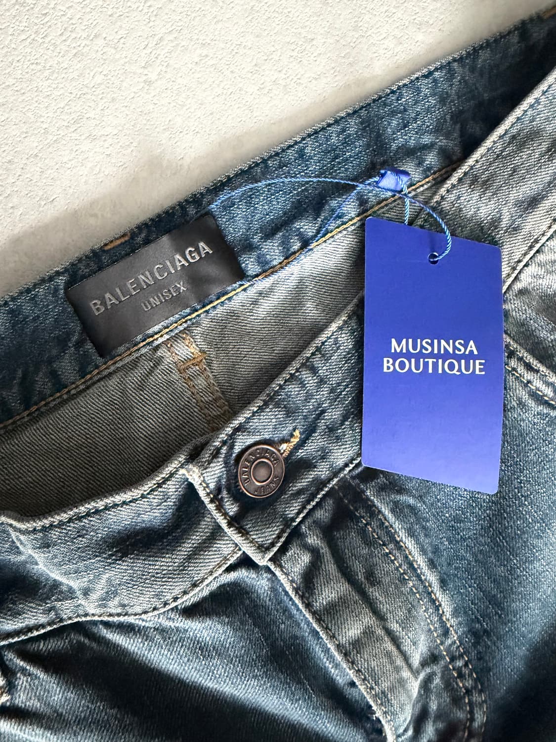 발렌시아가 로우 웨이스트 데님 팬츠 진청 상품이미지3