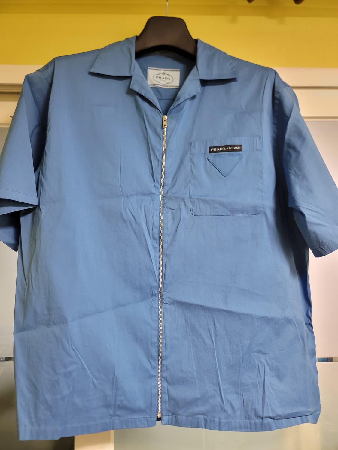 [L] 프라다 스트레치 코튼 볼링 나일론 셔츠 상품이미지2