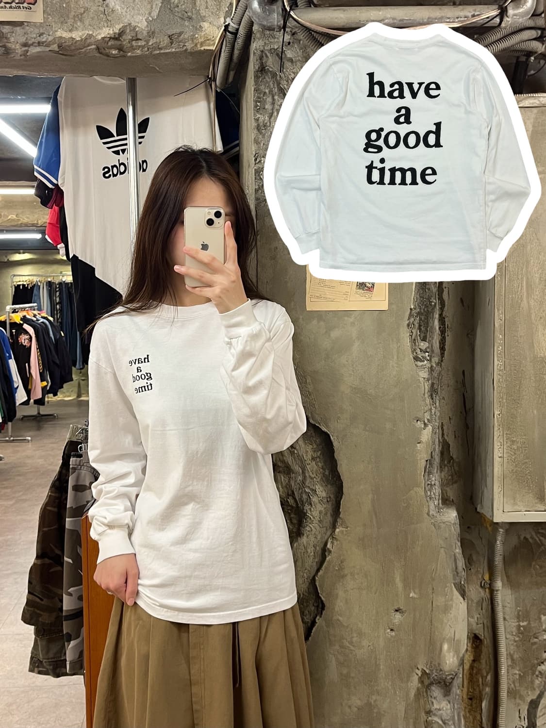 해브어굿타임 긴팔티 화이트 S #csz948 상품이미지1