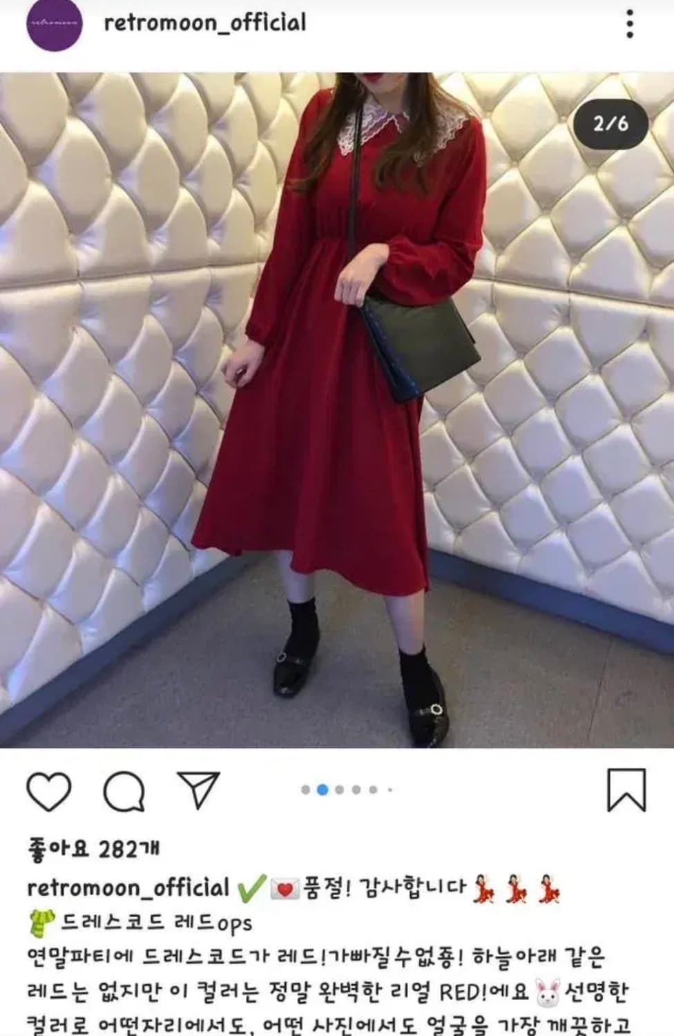 레트로문 레드 원피스 상품이미지3