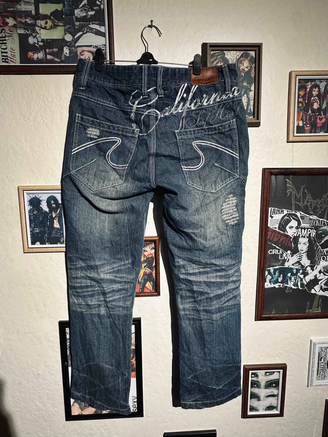 lettering denim pants 상품이미지1