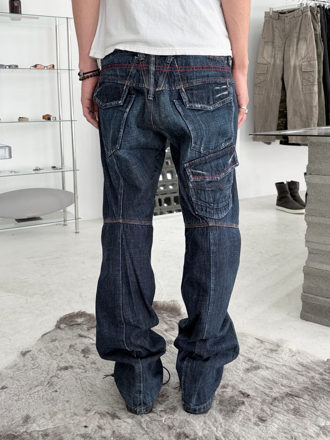 2000’s 저버드 멀티 포켓 스티칭 데님 팬츠 상품이미지1