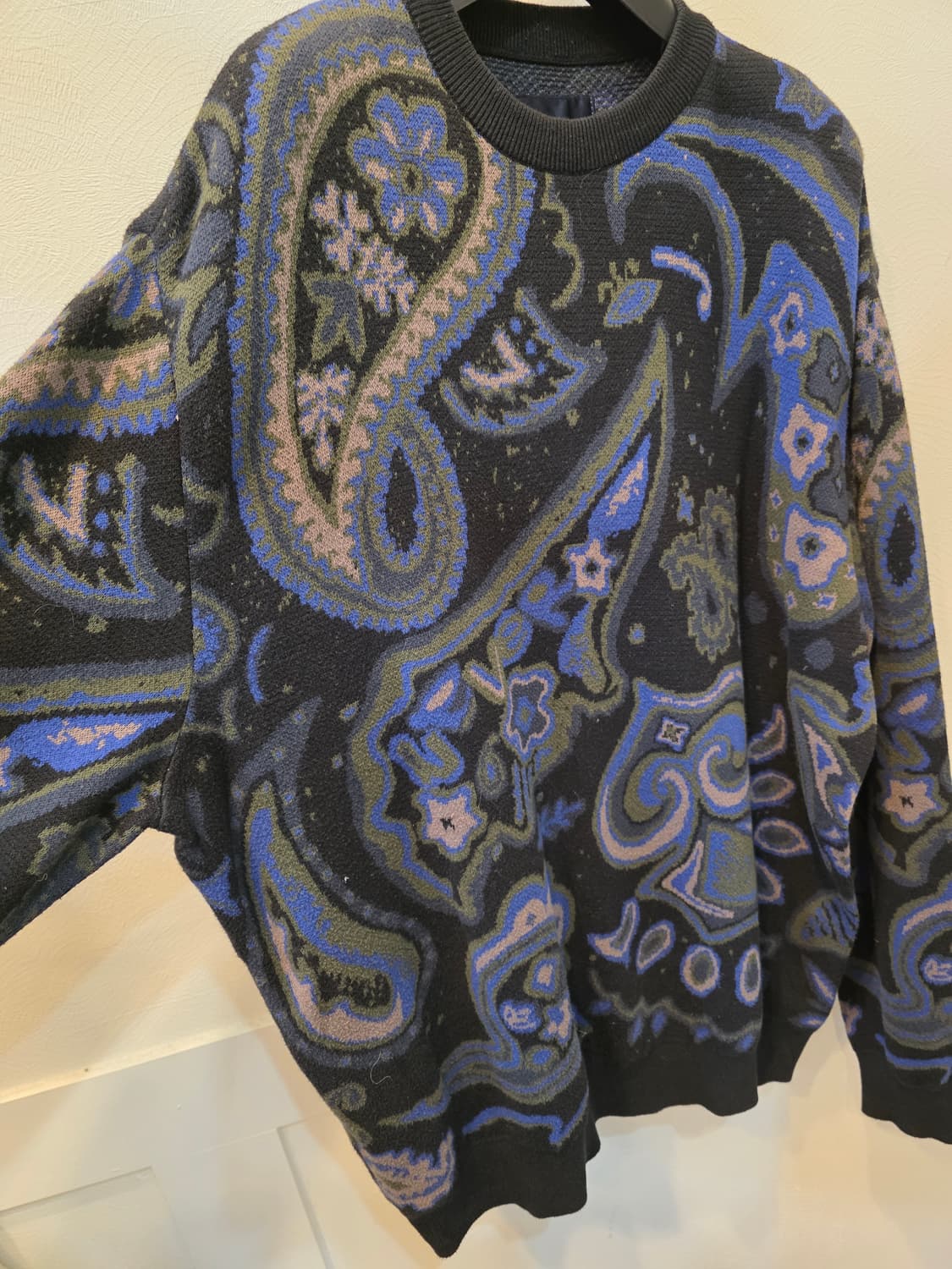 디스이즈네버댓  베이즐리 자카드 니트 블랙 L 상품이미지3