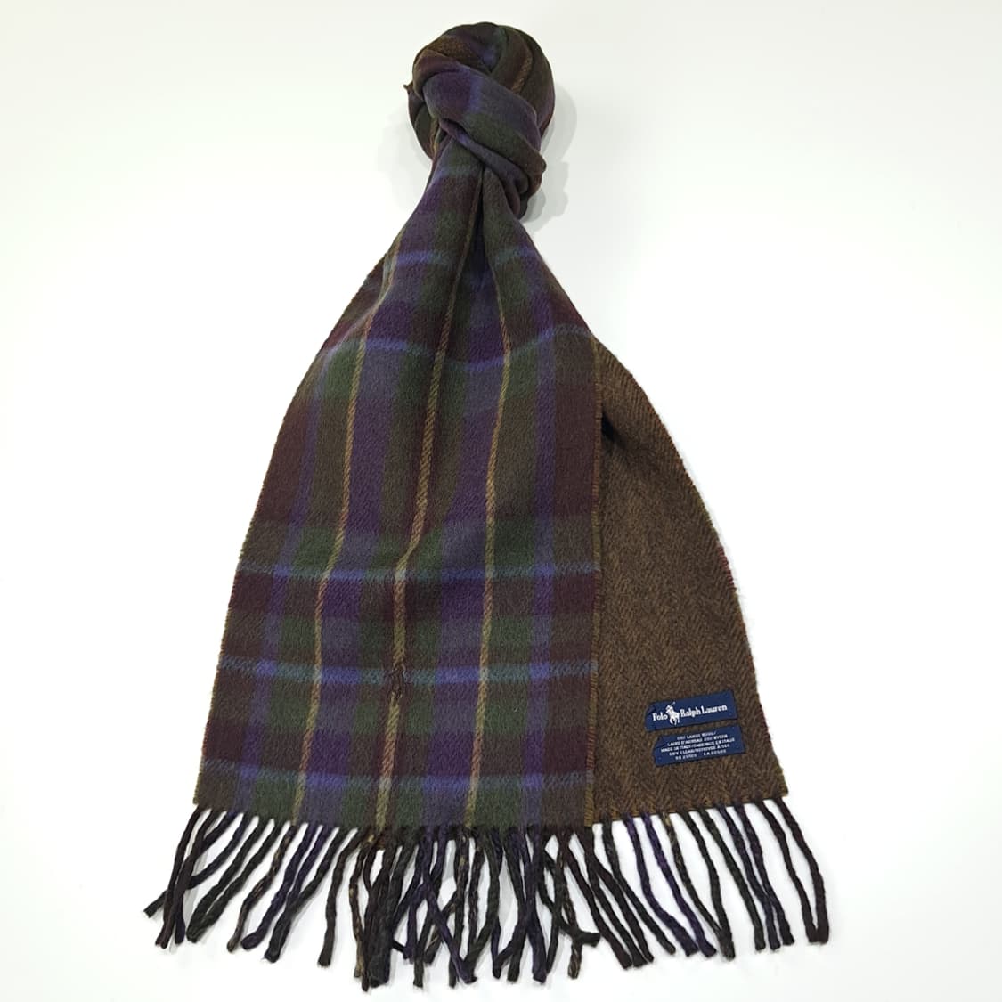 MX502 폴로 90s 이태리판 램스울 양면 타탄체크 머플러 목도리 상품이미지2