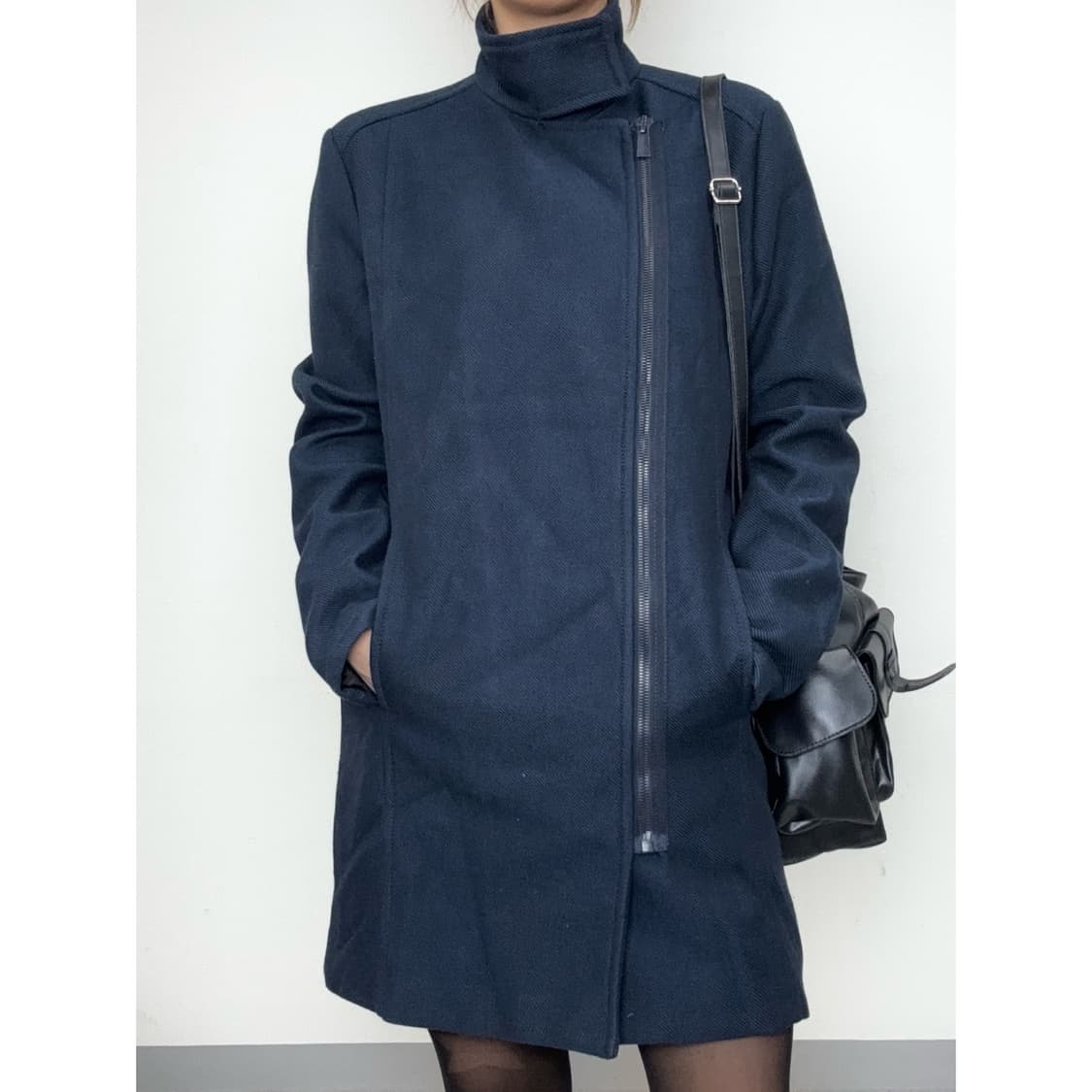 빈티지 네이비 하이넥 자켓 코트 상품이미지1