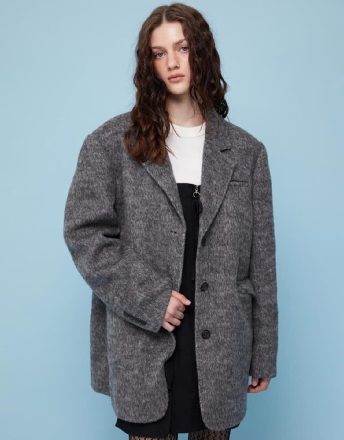 헤더먼트 실크 블렌디드 하프코트 상품이미지1