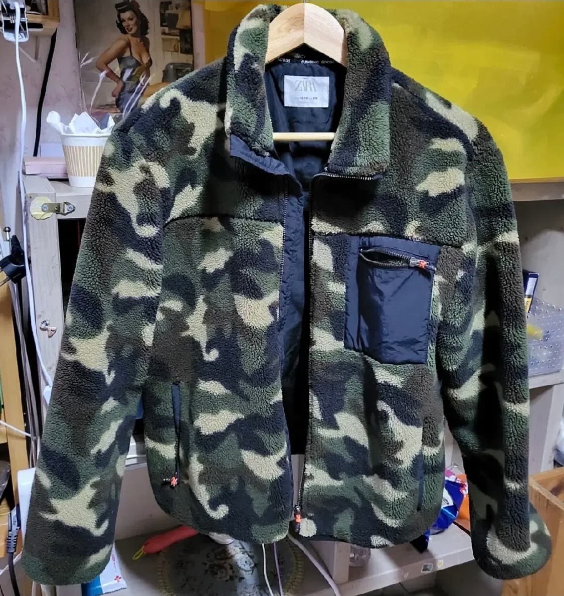 자라 164 밀리터리 양털뽀글이 카고 후리스 패딩자켓 zara 상품이미지1