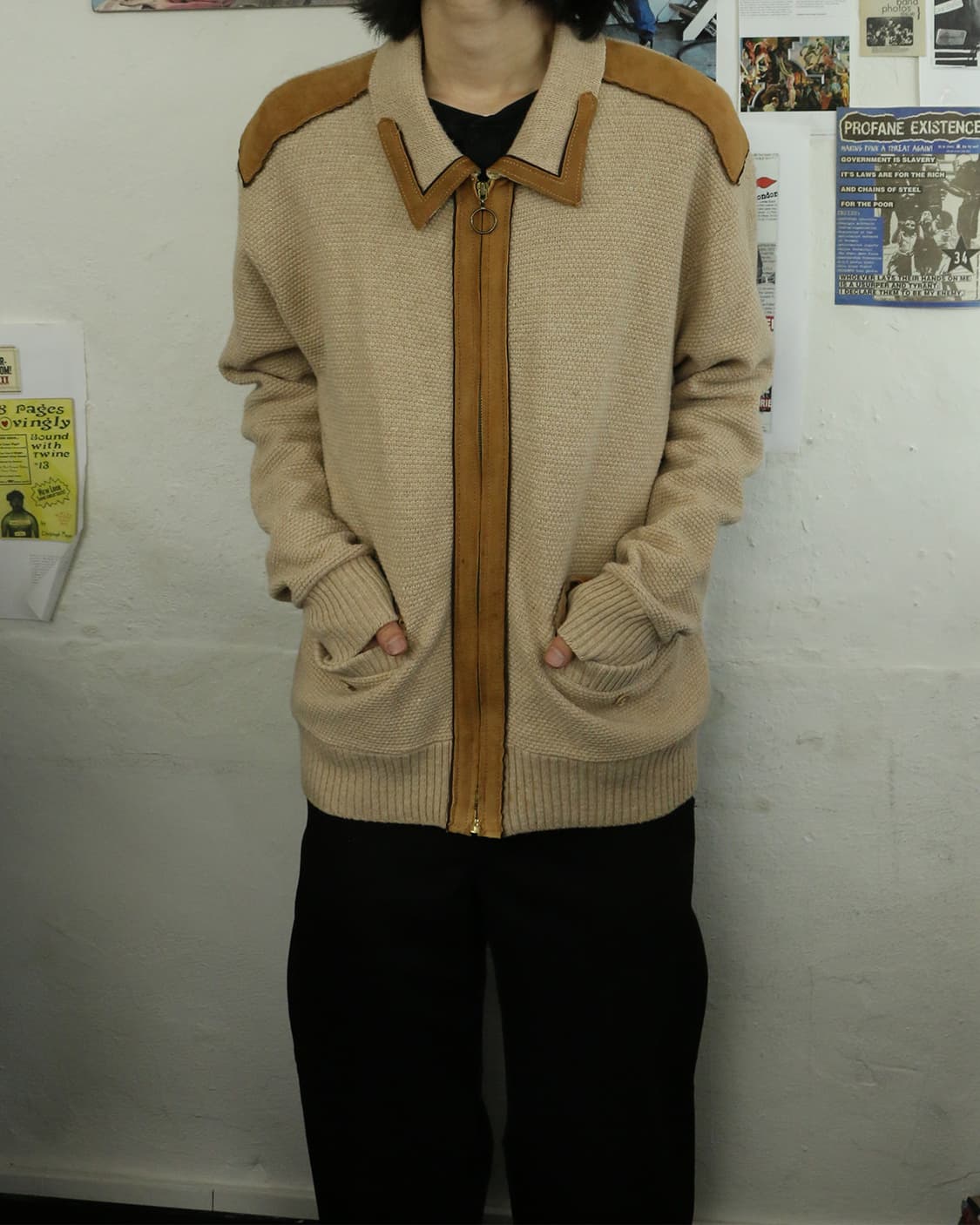 USA 90s 스웨이드 니트 가디건  상품이미지4