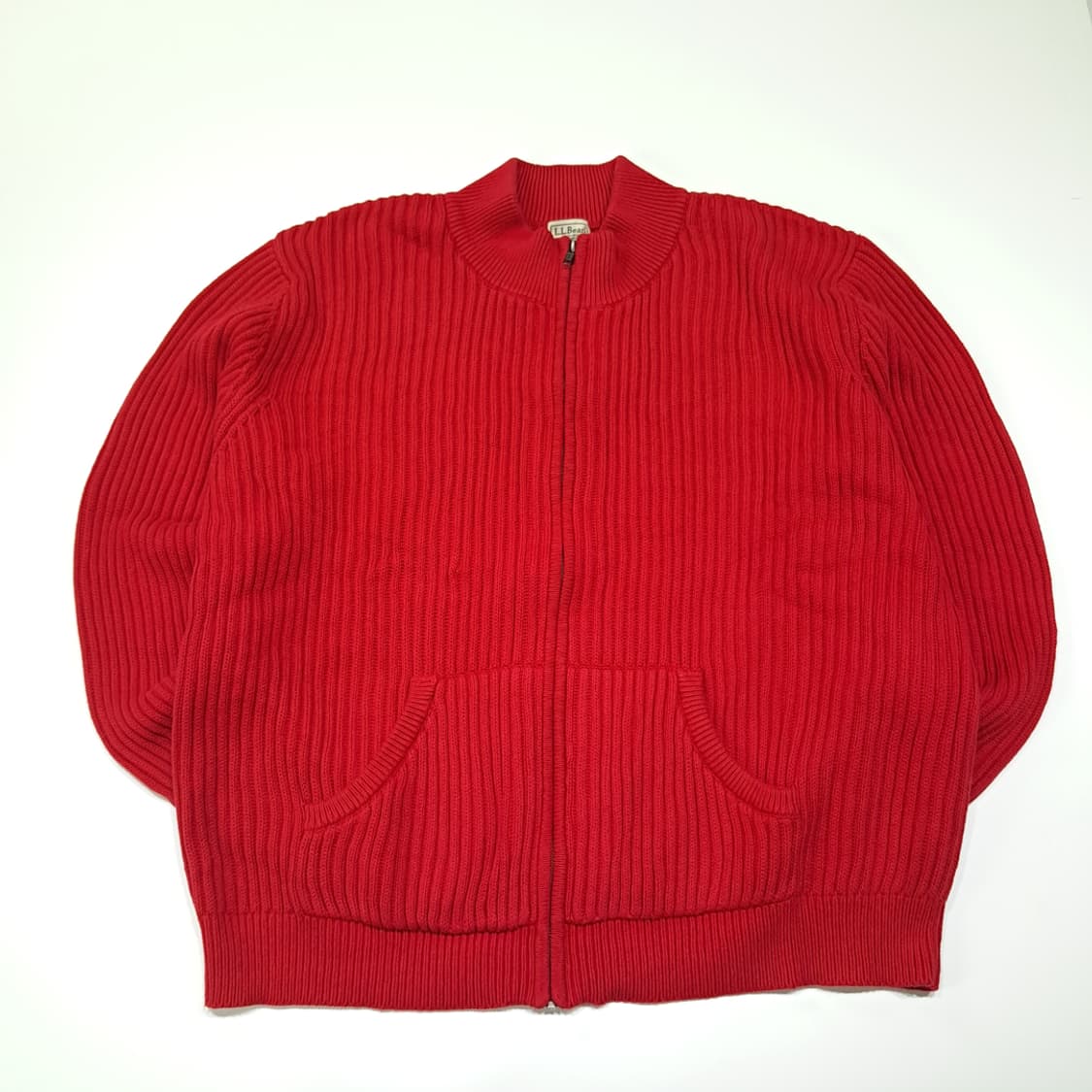 CL076 2XL 엘엘빈 투 포켓 리브드 풀 집업 가디건 니트 상품이미지1