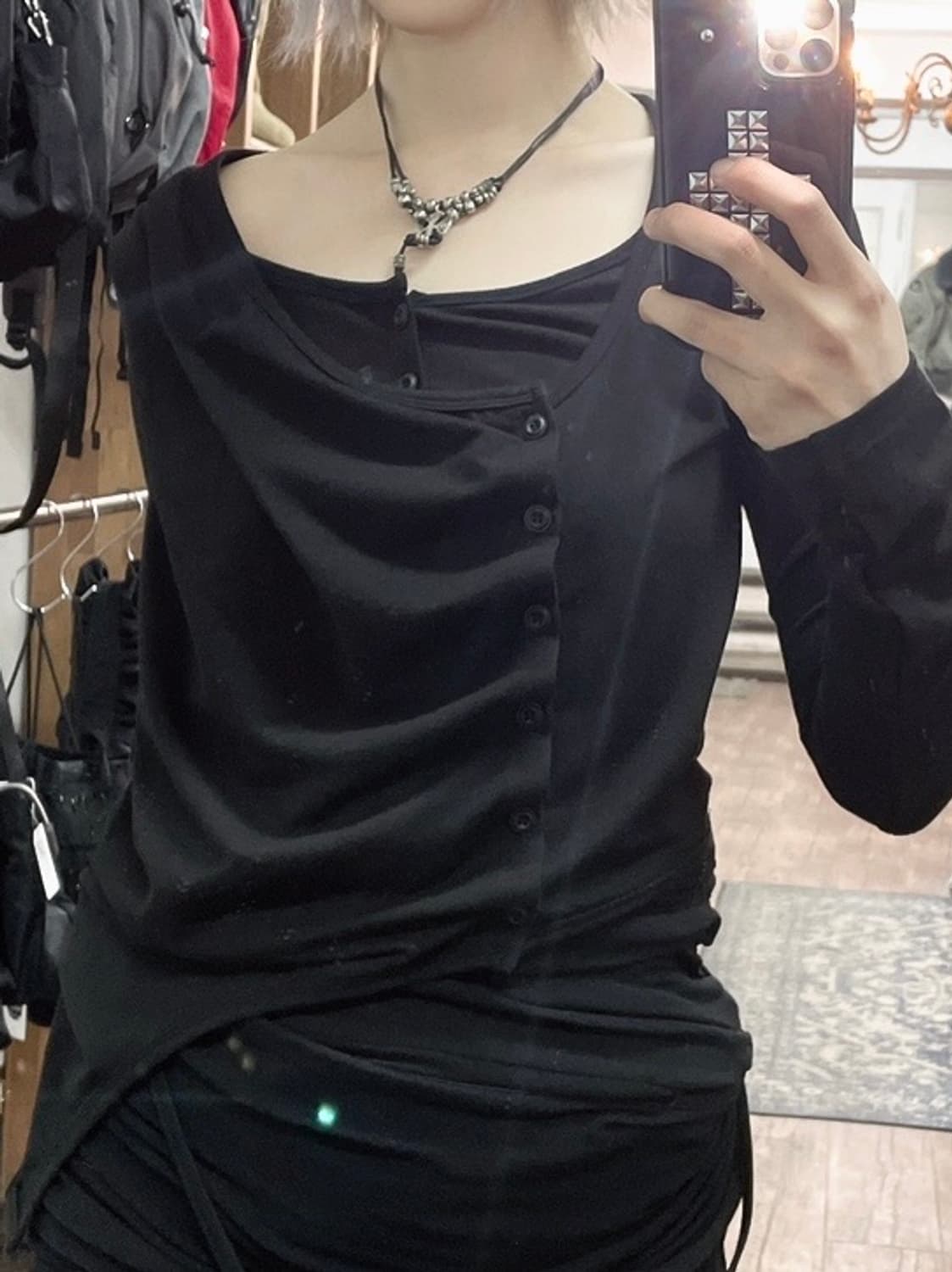 Homage circle 드레이프 가디건 블랙 무채색 gomme 꼼데깔 상품이미지4