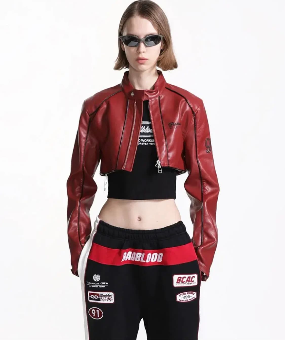 배드블러드 빅터 크롭 레이싱 자켓 상품이미지1
