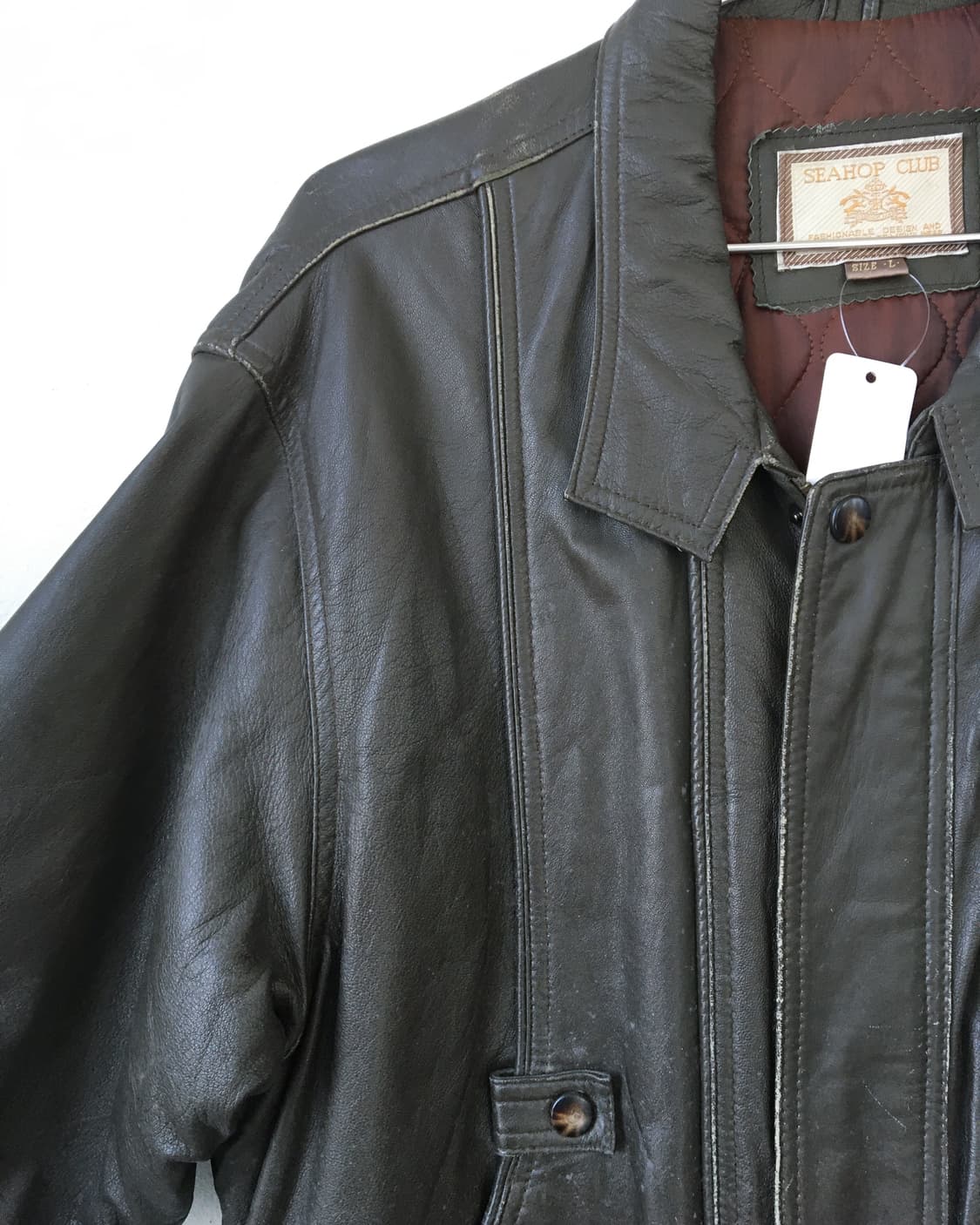 Brown leather bomber jacket 상품이미지5