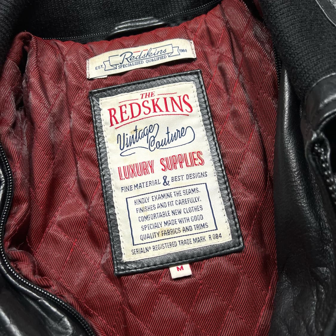 90's Redskins 레드스킨 카우레더 블랙 자켓 상품이미지5