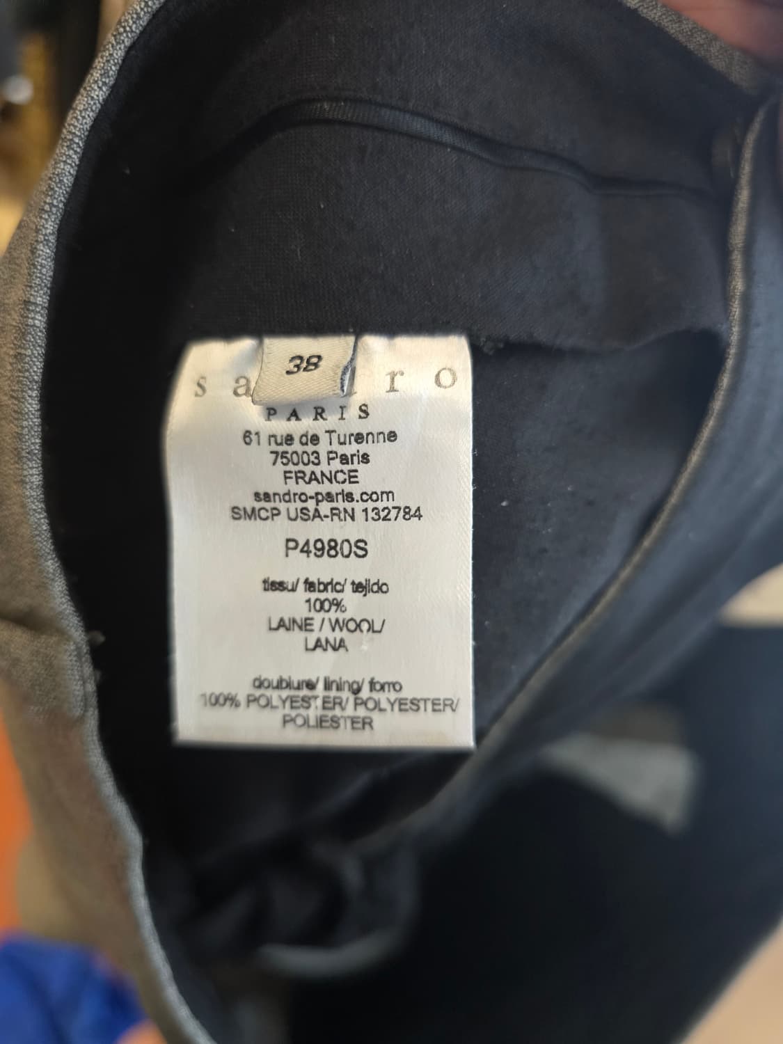 산드로옴므 슬랙스 38 상품이미지4