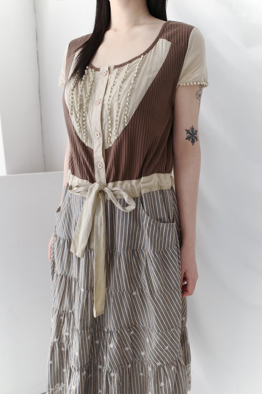 flower stirpe half one-piece 상품이미지7