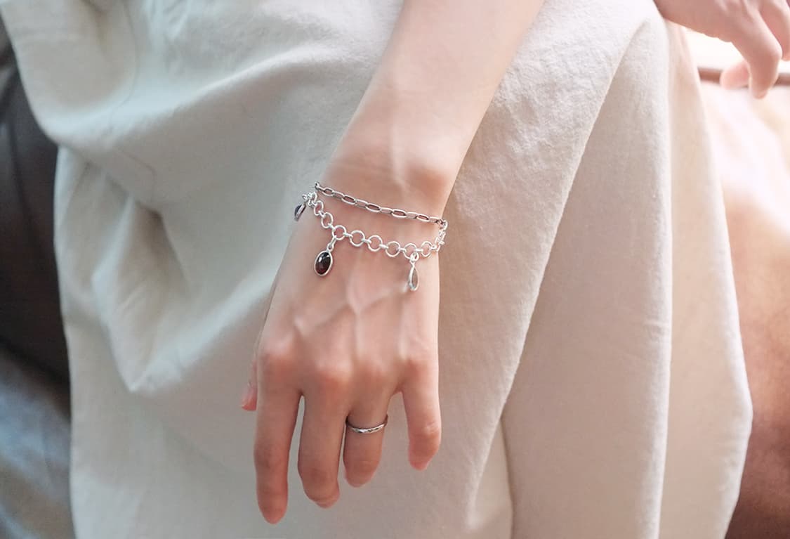 925 실버 천연석 참달린 데일리 심플 팔찌 상품이미지10