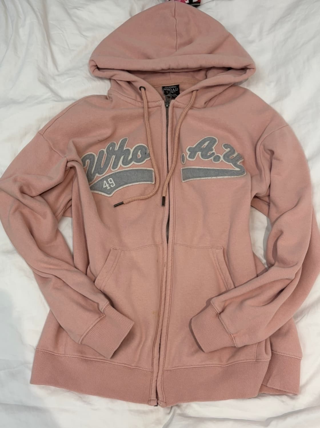 후아유 y2k 누드핑크 후드집업 상품이미지1