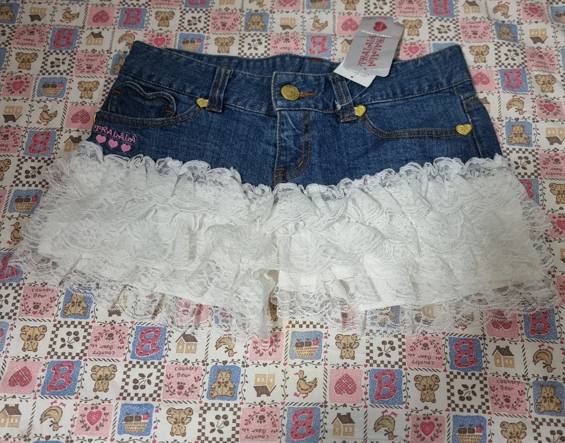 트랄라라(TRALALA) 레이스 프릴 데님 큐롯팬츠 상품이미지1