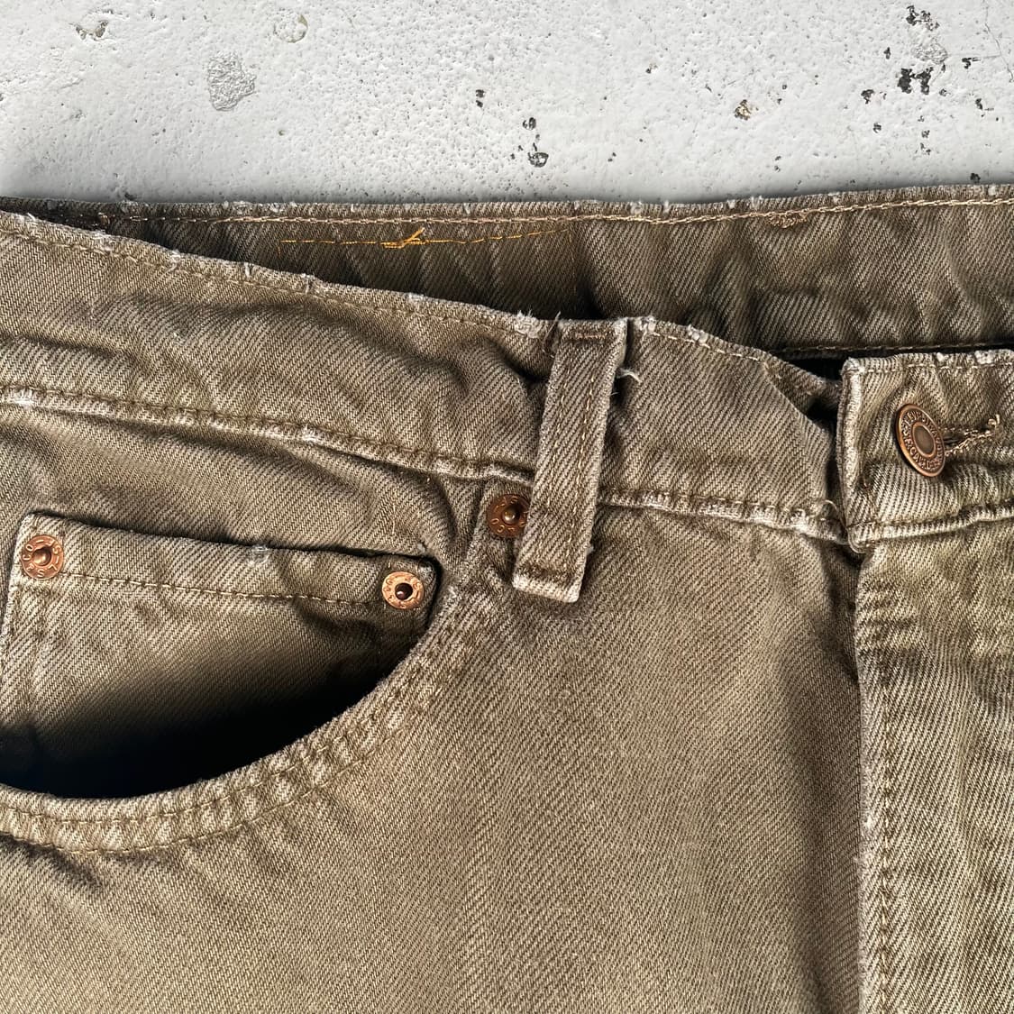 빈티지 리바이스 565 루즈핏 와이드 레그 데님 카키 상품이미지6