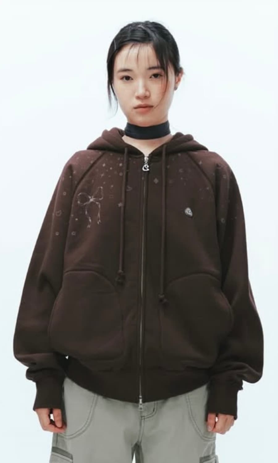 코이세이오 트윙클 후드집업 다크브라운 상품이미지1