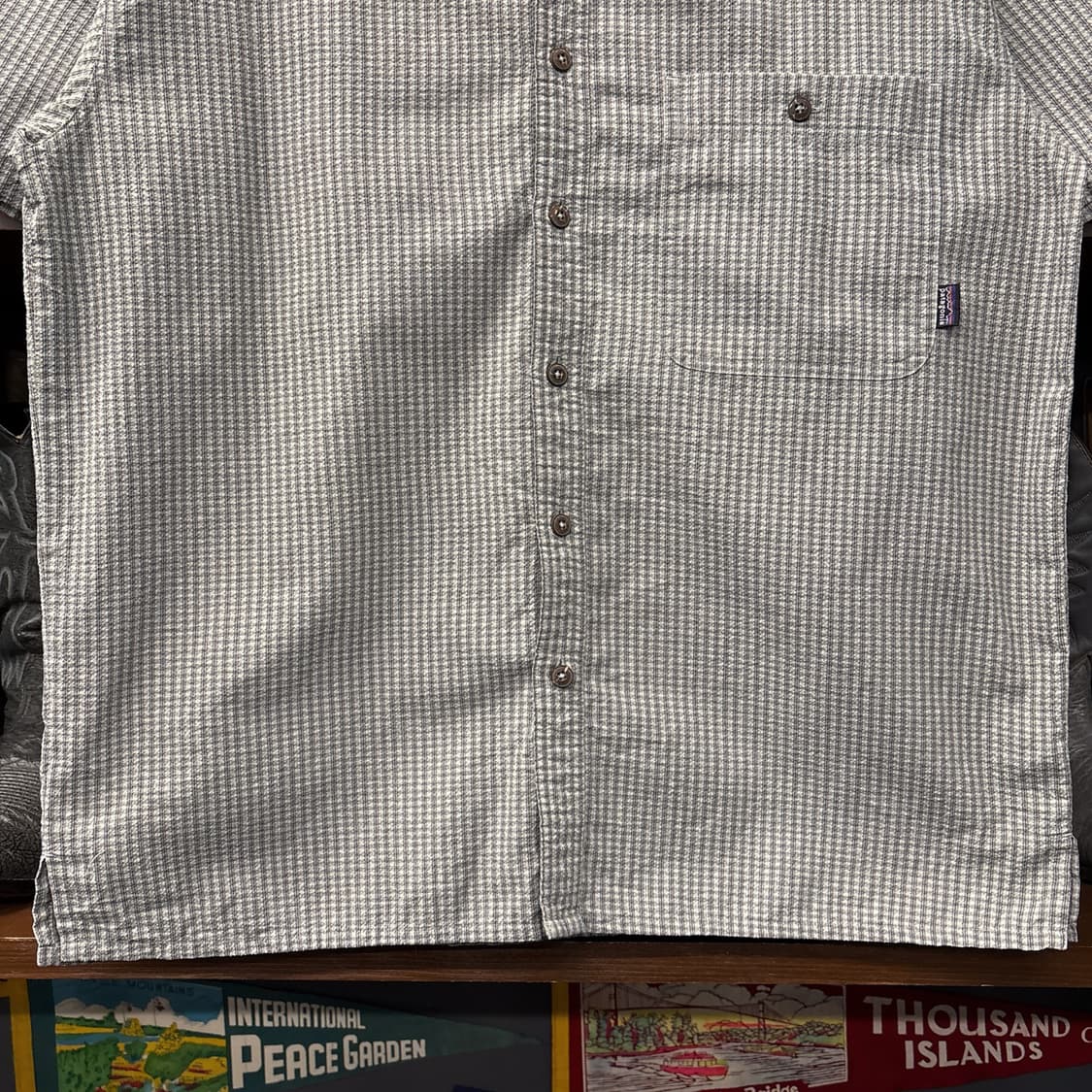 00s 파타고니아 마이크로 체크 엠보싱 시어서커 셔츠 N1158 상품이미지5