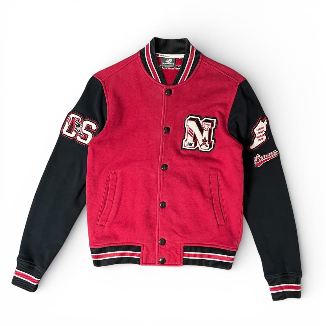 뉴발란스 레드 블랙 로고 스타디움 야구 점퍼 90 상품이미지1