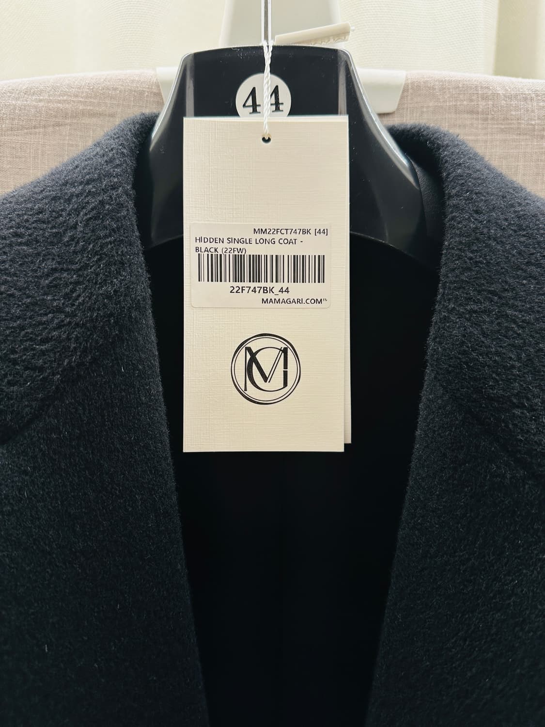 [44] 마마가리 캐시미어 히든 싱글 롱코트 블랙 상품이미지4
