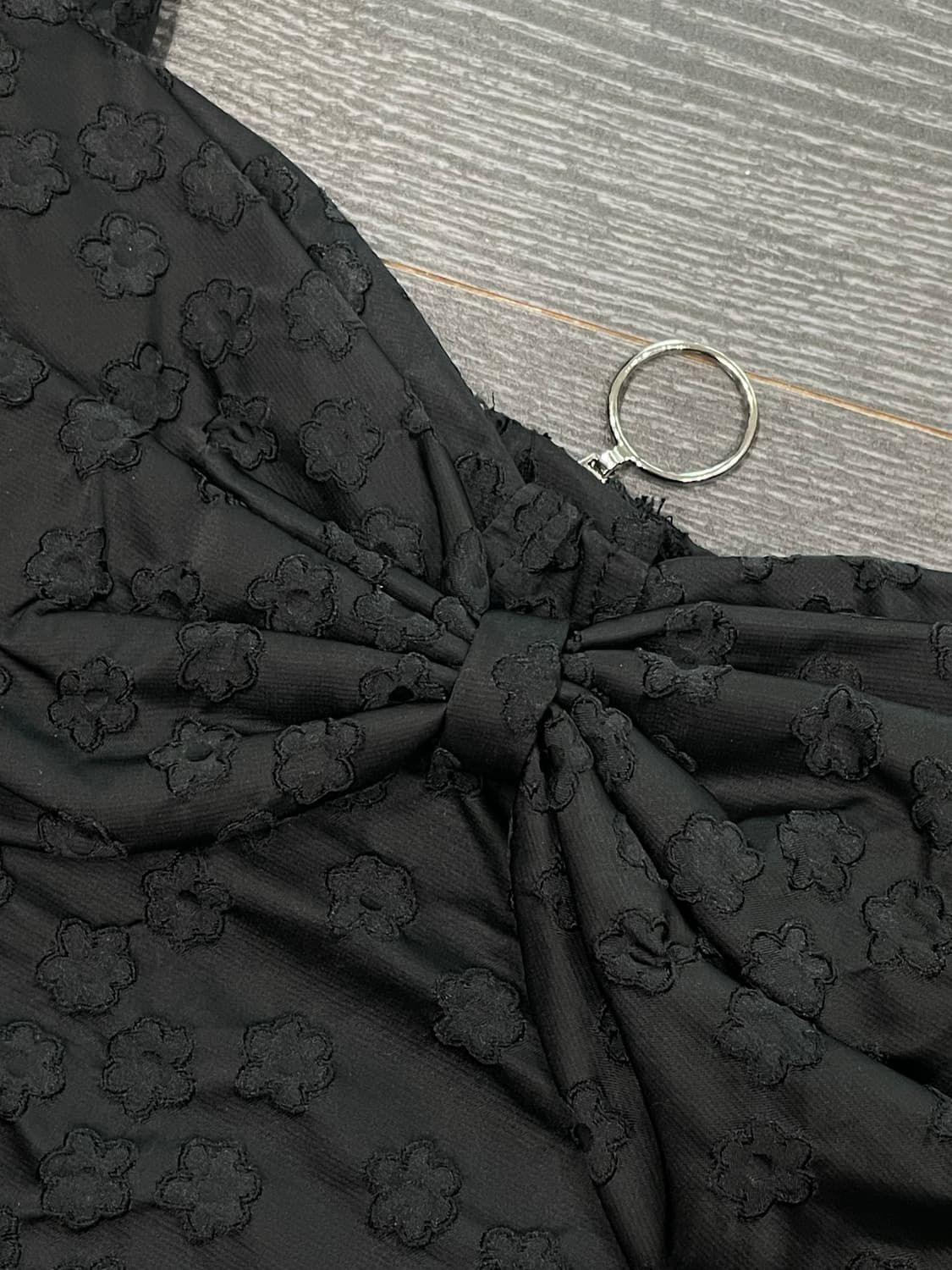 블랙 왕리본 크롭 탑 오네갸루 키치 상품이미지4