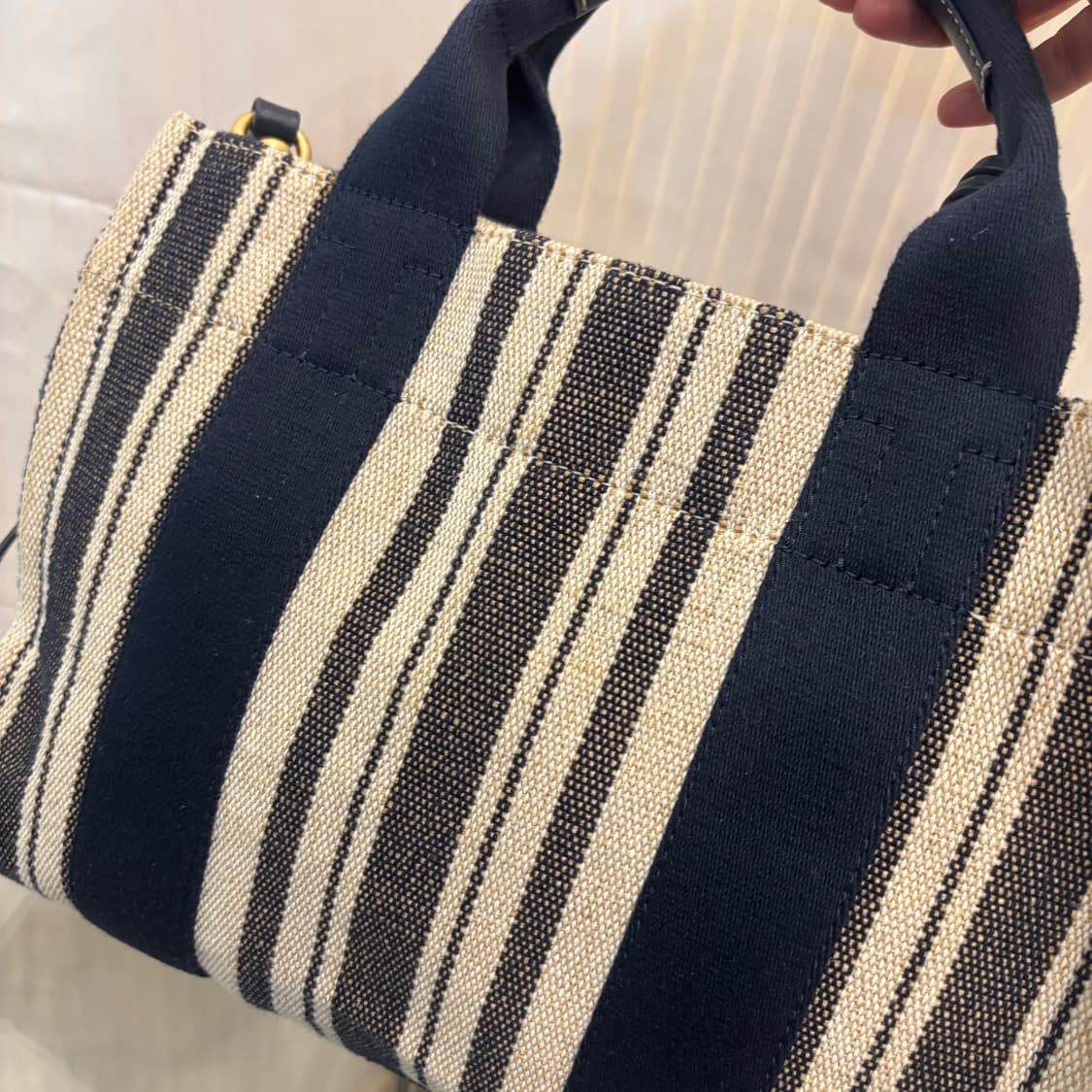 정품 토리버치 스트라이프 캔버스 토트백  상품이미지6