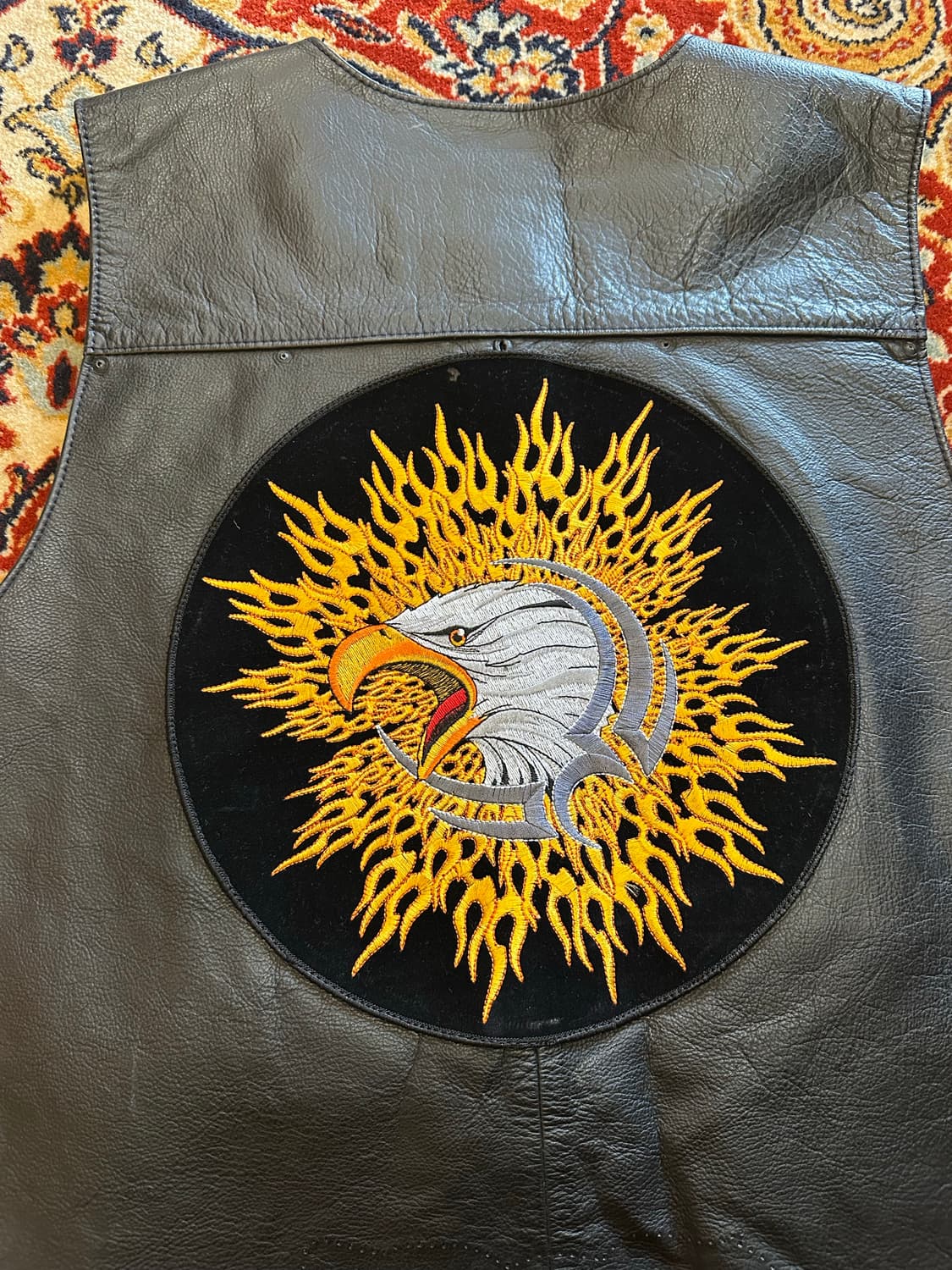 90s 할리데이비슨 "Flaming Eagle" 리얼 레더 베스트 상품이미지8