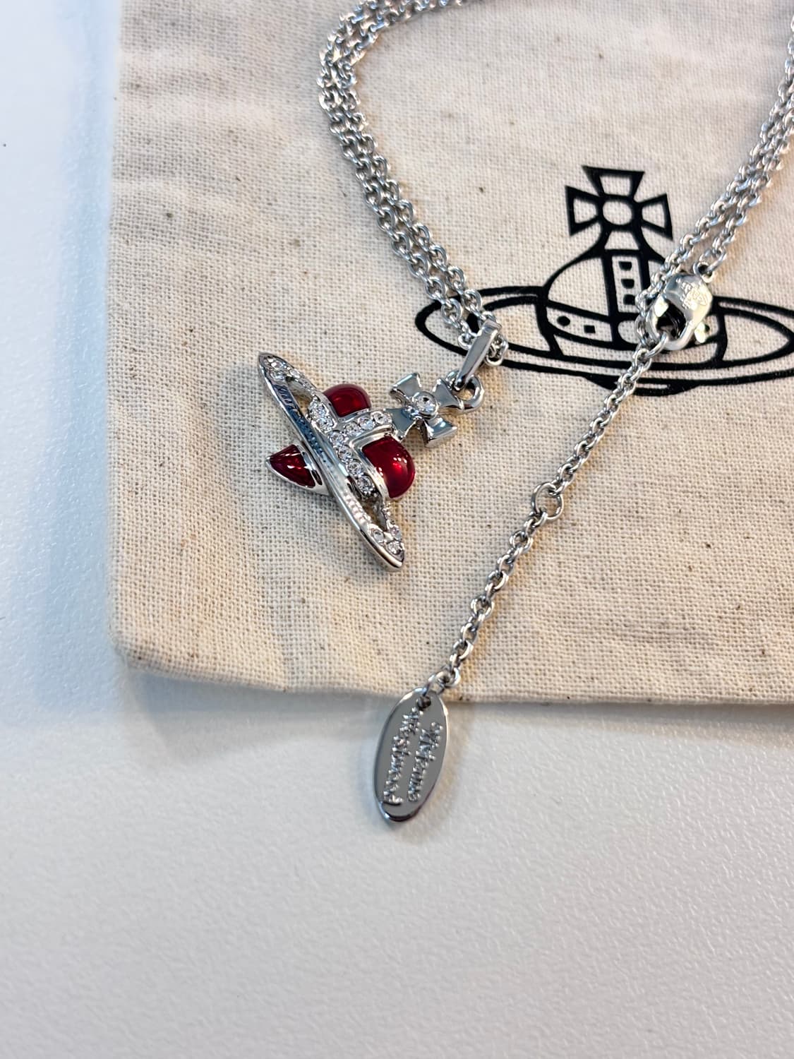 비비안웨스트우드 목걸이 디아망떼 레드 펜던트 하트 목걸이 빈티지 상품이미지2