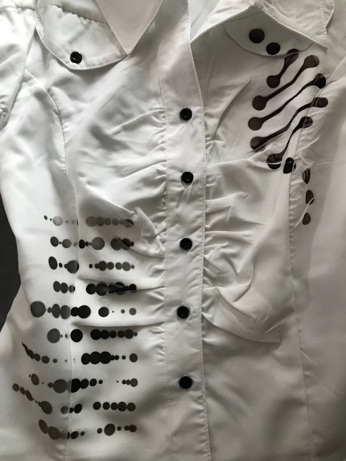 Dot Print Fitted White Blouse 상품이미지3