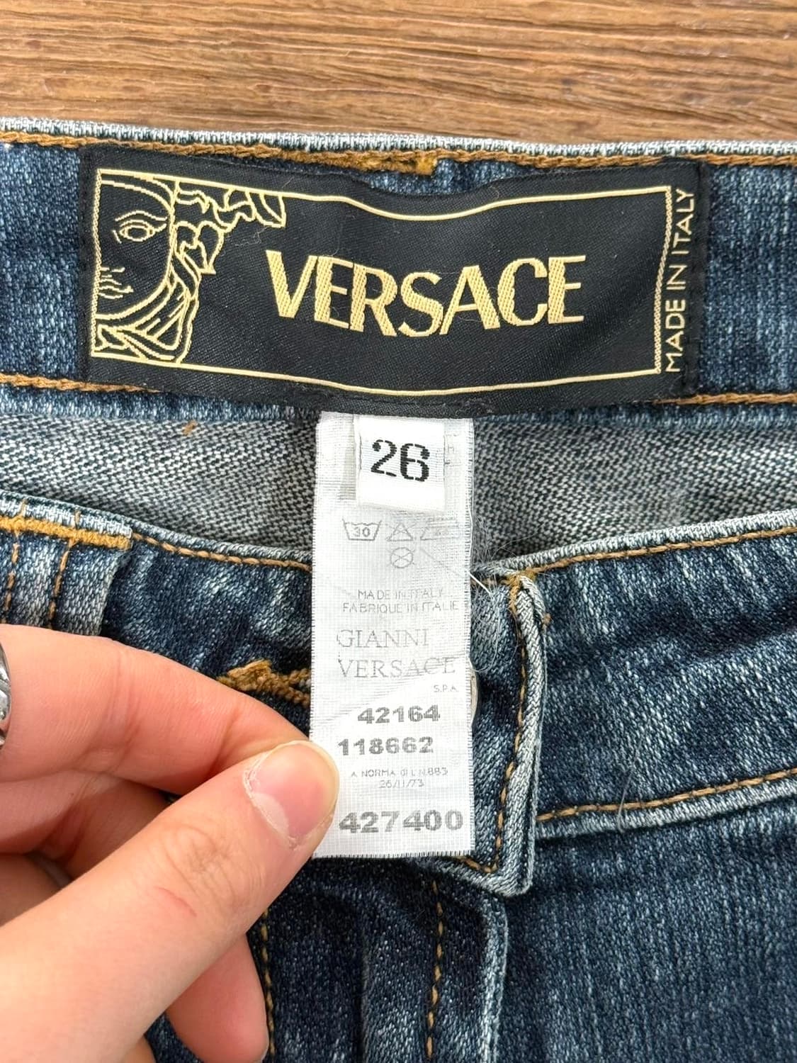 지아니 베르사체 중청 로우라이즈 부츠컷 데님 팬츠 상품이미지8