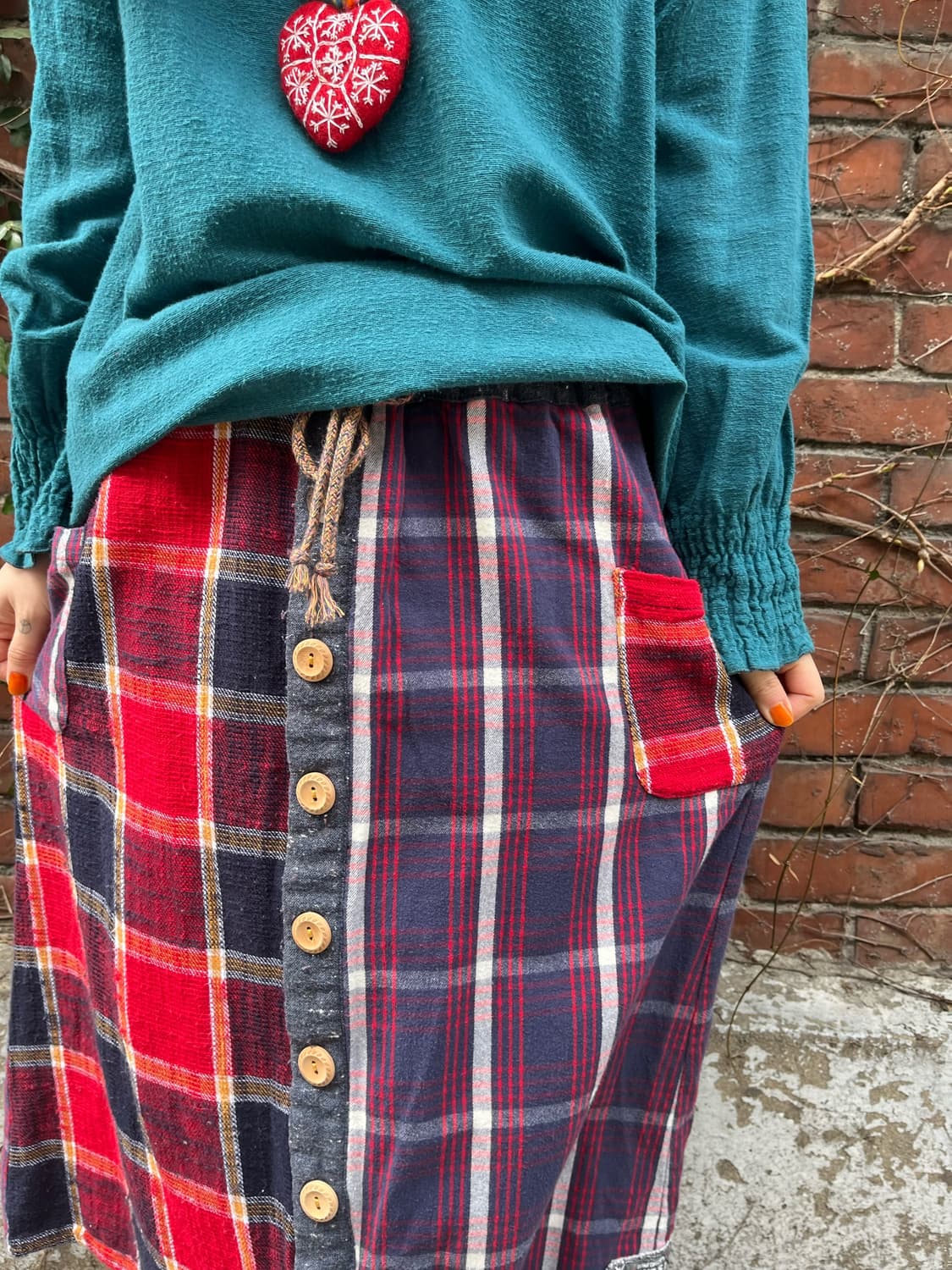 일본 빈티지 체크 패턴 스커트 상품이미지2