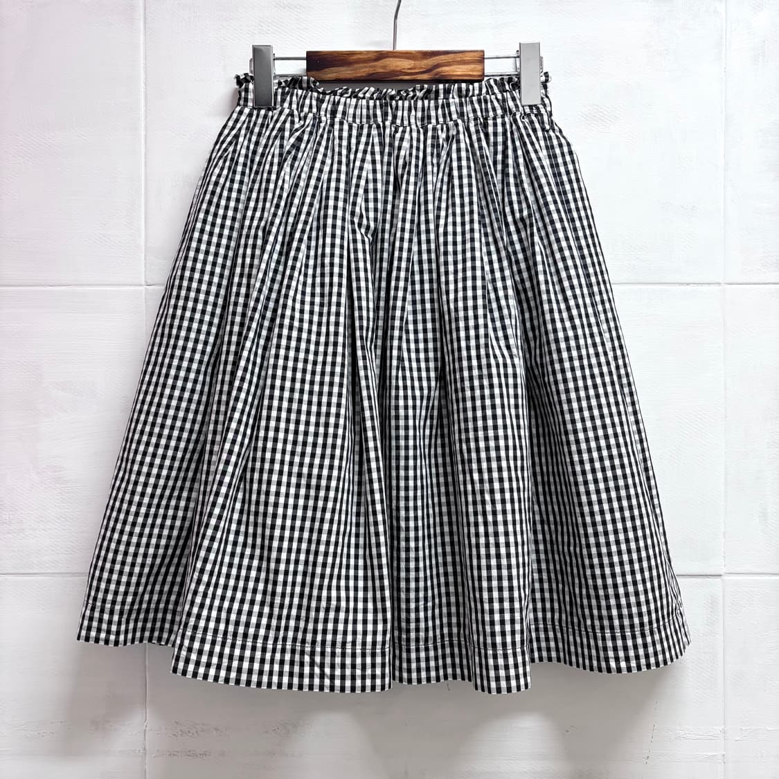깅엄 체크 미디 플레어 밴딩 스커트 치마 (JPN) 상품이미지3