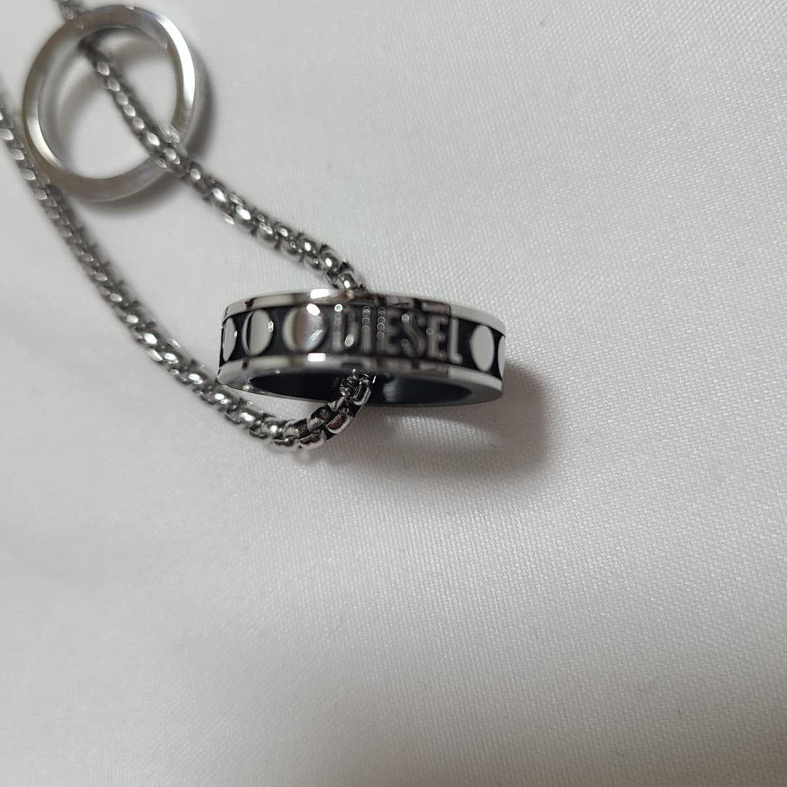 디젤 스테인리스 스틸 더블 팬던트 목걸이 실버 상품이미지6