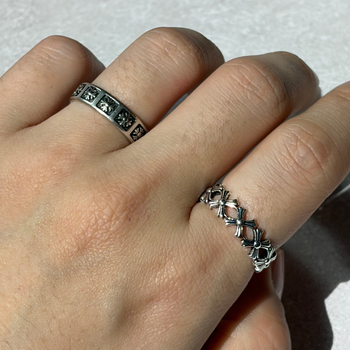 Oribell 크롬 크로스 스퀘어 모노그램 925실버 오픈링 반지 상품이미지2