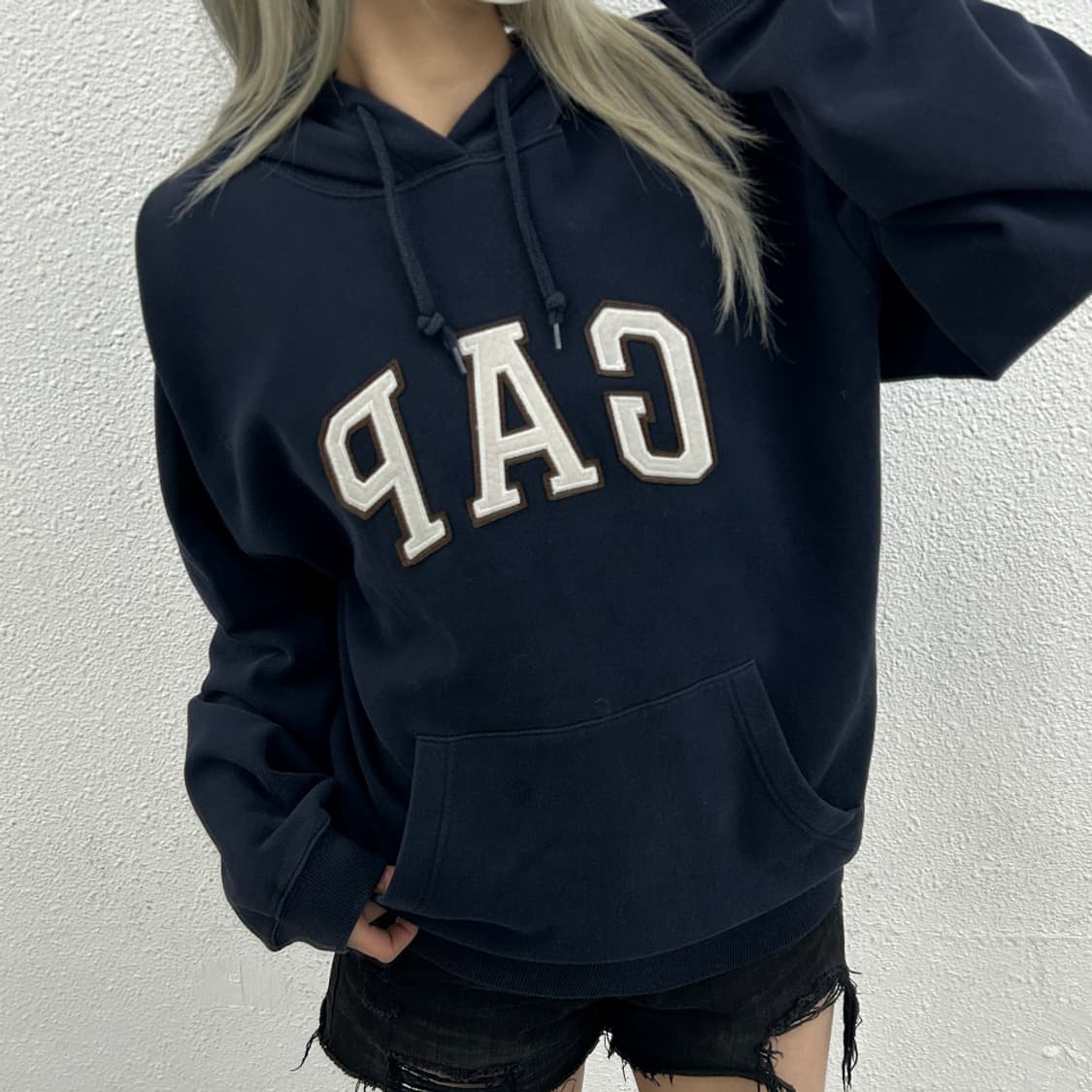 갭 패치로고 네이비 후드 M 상품이미지1