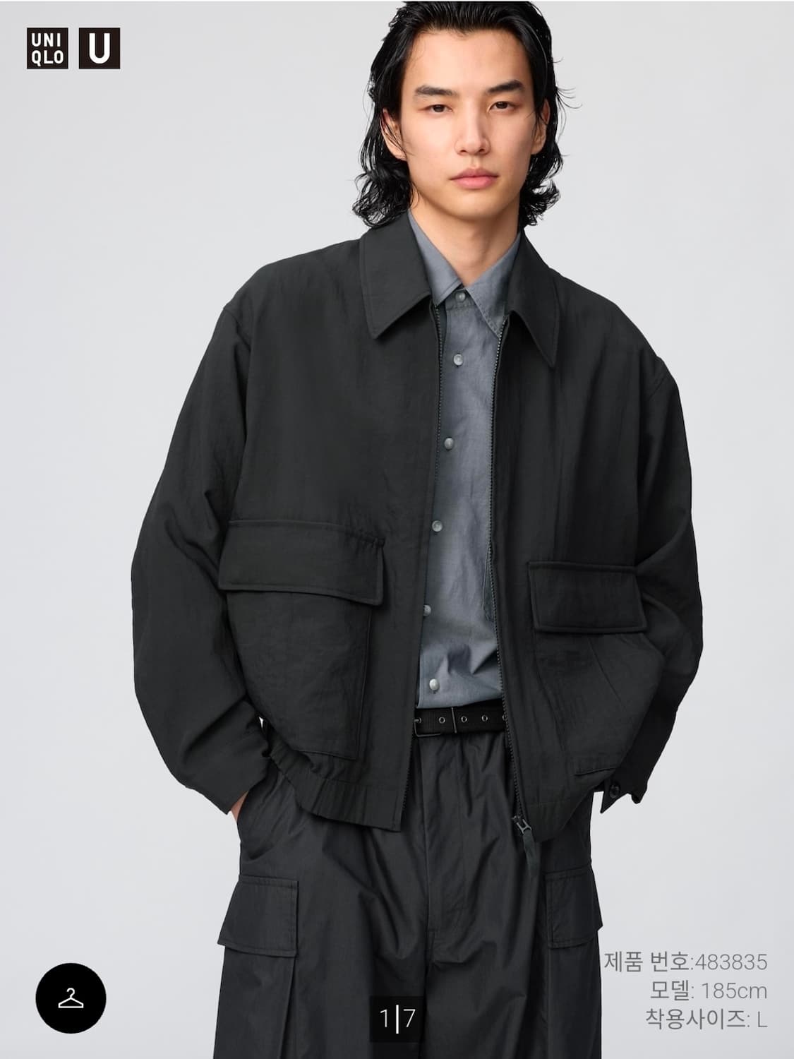 유니클로 U 쇼트 블루종 자켓 블랙 M 상품이미지1