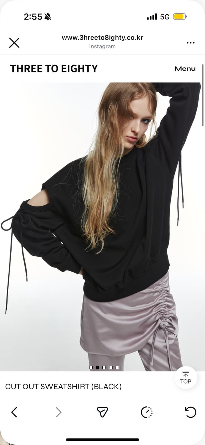 쓰리투에이티 컷아웃 티셔츠 블랙 상품이미지2