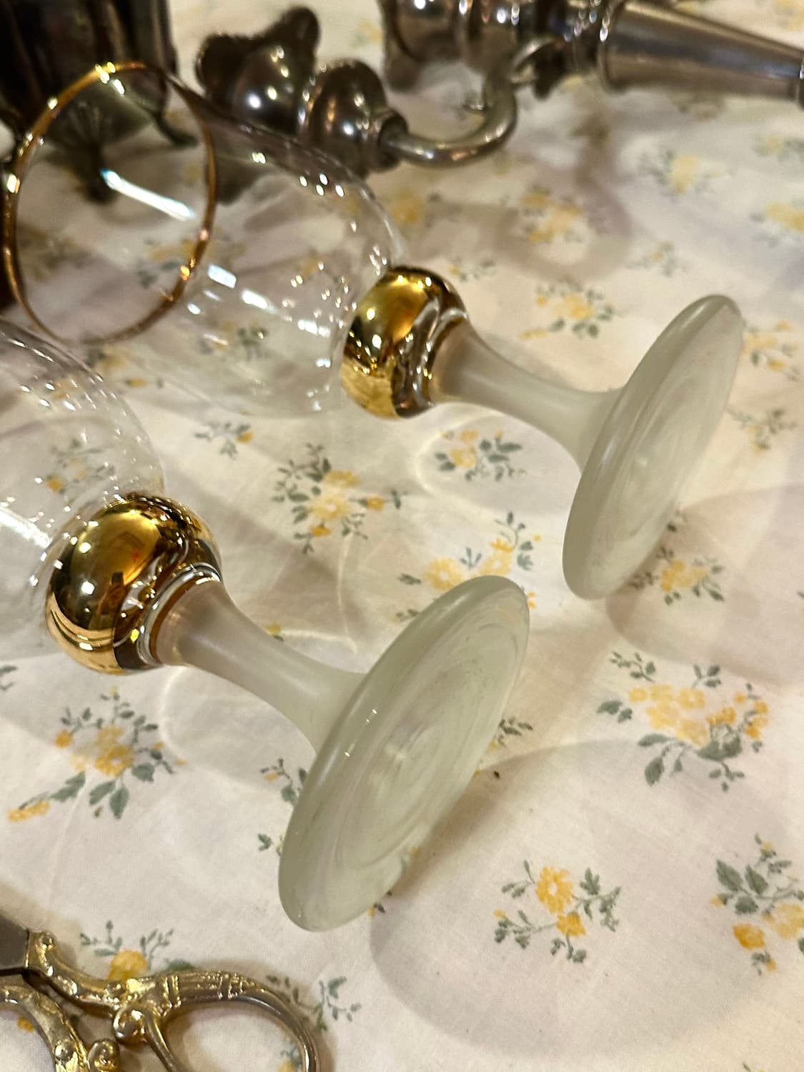 유럽 빈티지 골드림&프로스트스템 글라스 고블렛 잔 상품이미지3