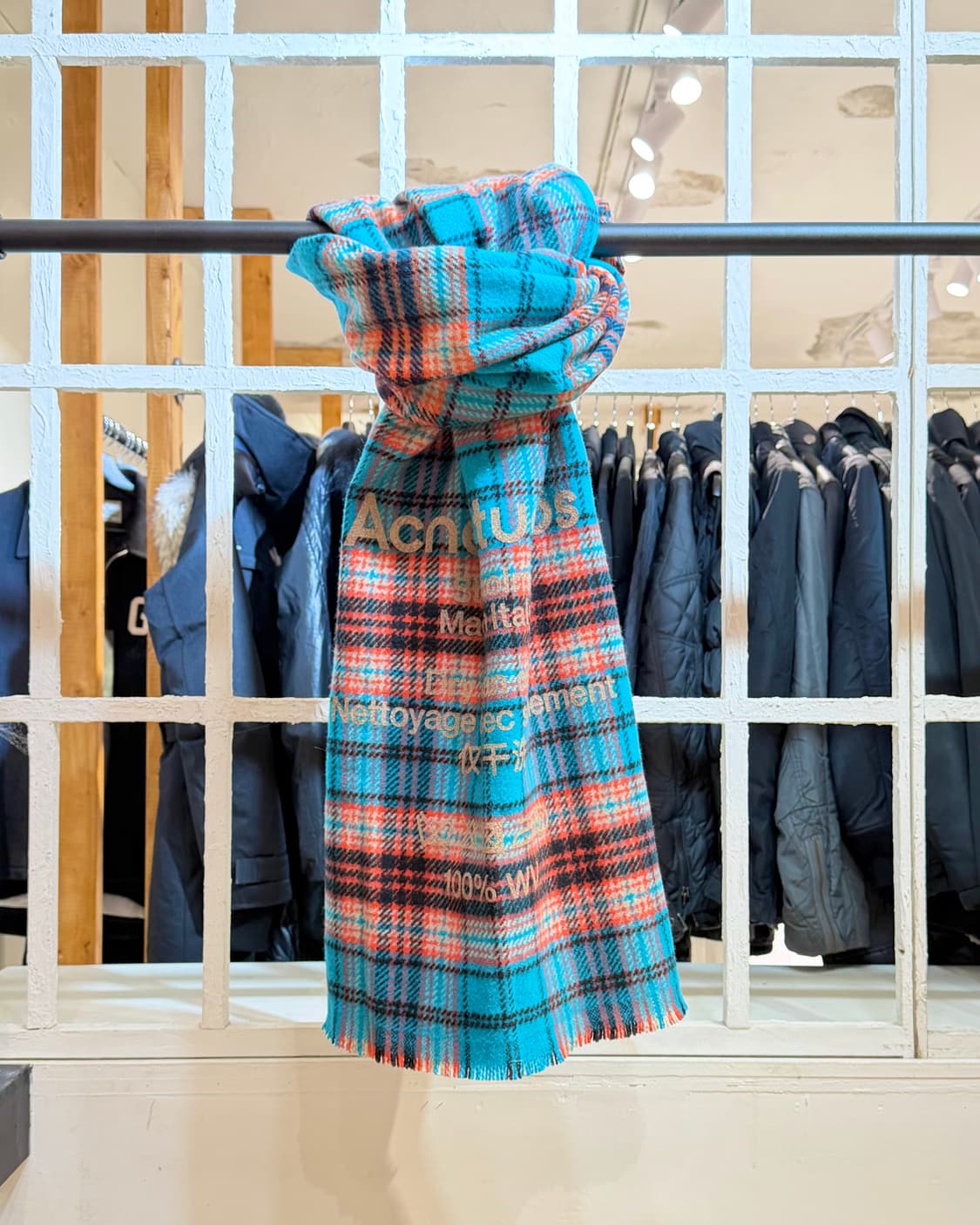 아크네 스튜디오 블루 오렌지 타탄체크 울 머플러 상품이미지1