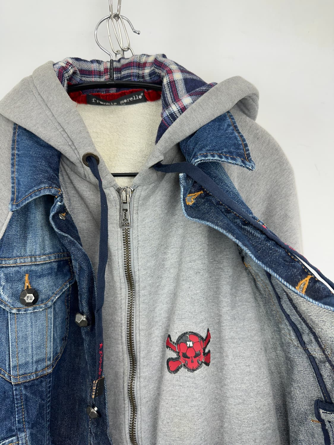 Frankie Morello Layered Denim Skull Zip  상품이미지8