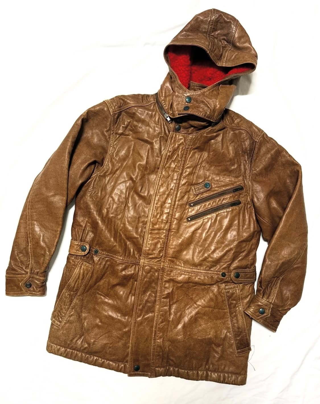 ixiz - 레더 후디드 파카 상품이미지1