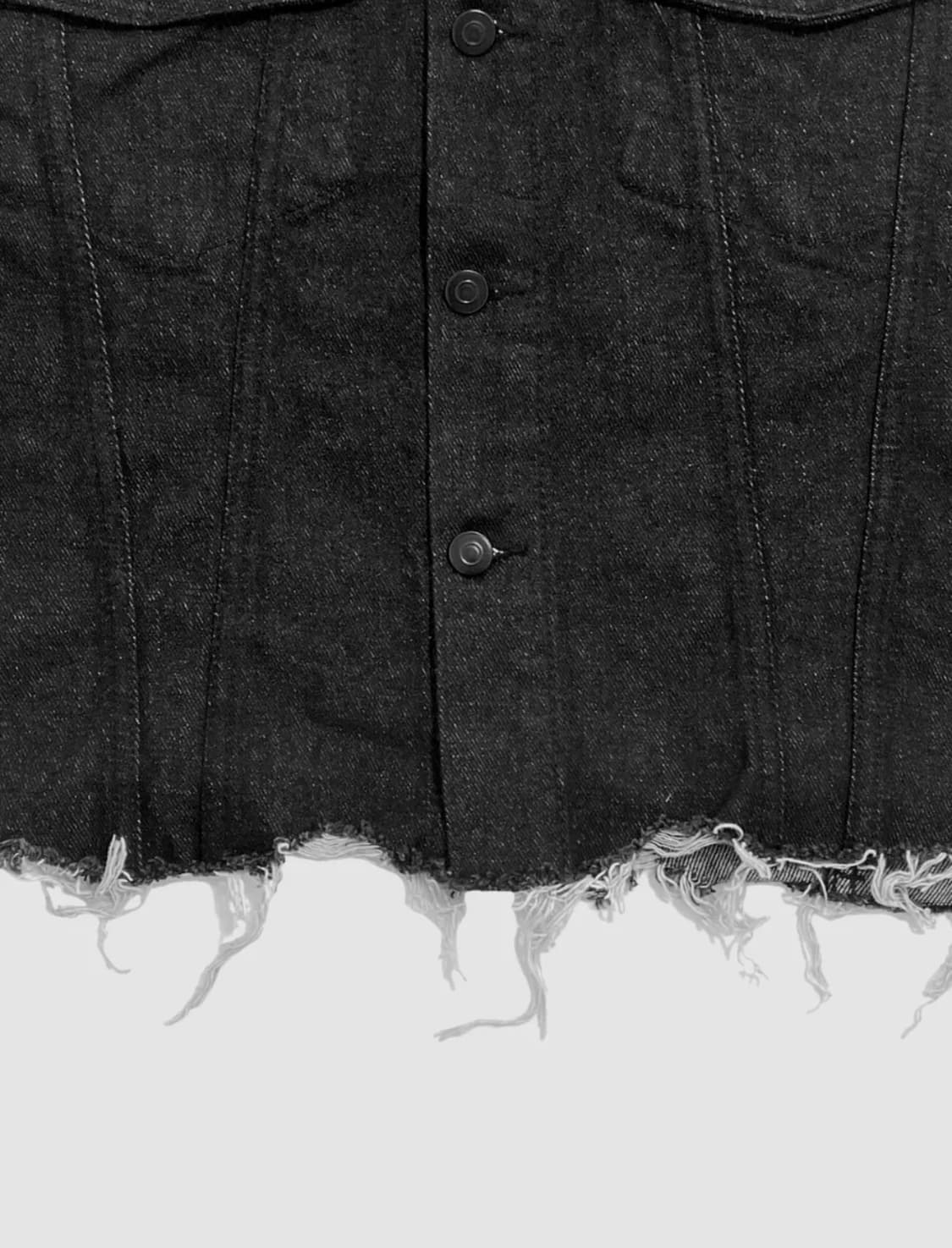 크롭 데미지 흑청 데님 자켓 청자켓 상품이미지3