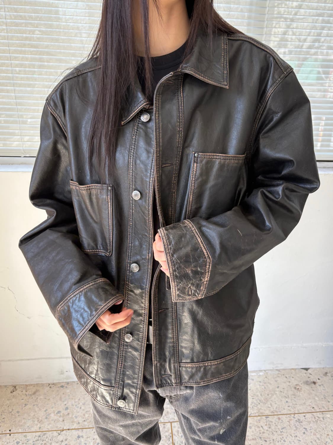 자라 투포켓 리얼레더 자켓 상품이미지2