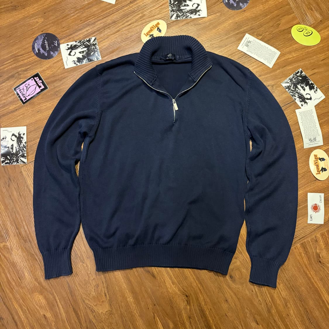 에르메네질도 제냐 네이비 집업 풀오버 니트 상품이미지2